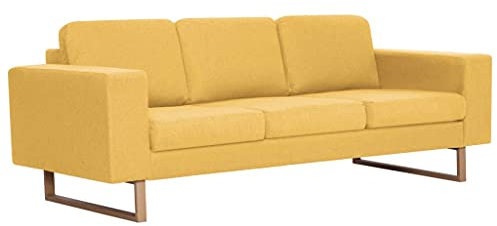 HETFTJN Küchensofa Schlafcouch Sofas Bigsofa - 3-Sitzer-Sofa Stoff Gelb für Jugendzimmer Sitzzimmer Schlafzimmer Hotelzimmer