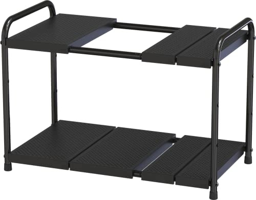 Deco Brothers Under Sink 2 Tier Expandable Shelf Organizer, Black