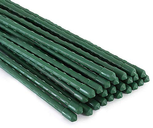 Xiny Tool Garden Stakes, 25 Pack Steel Plant Garden Tomato Stakes with Plastic Coat for Climbing Plants (25 Pack 58 Inch)