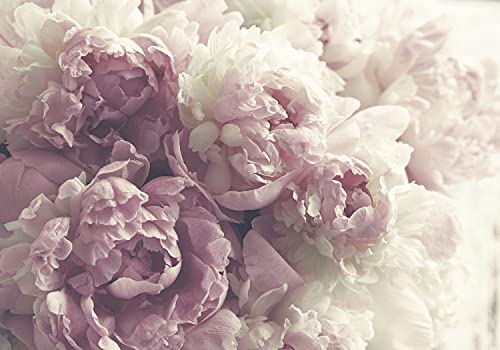 decomonkey Fototapete selbstklebend Blumen 392x280 cm Selbstklebende Tapeten Wand Fototapeten Tapete Wandtapete klebend Klebefolie Pfingstrosen Natur Rosa Pflanzenmotiv Puderrosa Blumenmotiv Romantik