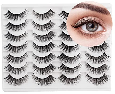 Glowing Win 3D ciglia finte Naturali 14 Paia Cat Eye Lashes False Lashes Sottili Fake Eyelashes Fluffy Fatte a Mano Ciglia finte Wispy Mink Lashes