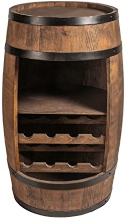 CREATIVE COOPER Weinregal - Weinschrank Mini Bar - Alkohol Schrank Mann - Weinfass - Fass bar - Weinbar - Fassbar - Barschrank - 80cm hoch - Retro deko Bar Regal - Hausbar Theke - Fassmöbel (Wenge)