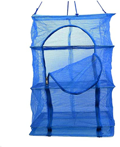 Hilai Hängendes Kräuter-Trockennetz, Trocknungsständer, Trocknungsnetz, Camping-Trockennetz 3-Schicht-Klapp-Mesh-Dish-Trockner-Rack-Regal Hängender Organisator für BBQ-Geschirr-Gemüse-Fisch