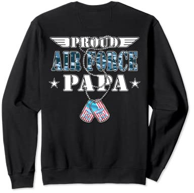 Stolze Air Force Papa US-Flagge Erkennungsmarken Flügel Militäropa Sweatshirt