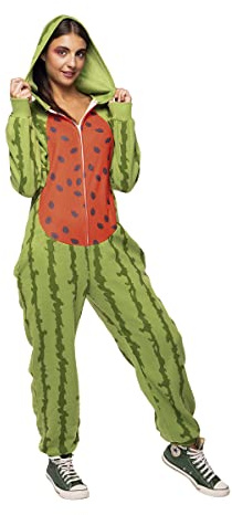 Rubies Vattenmelon kostym för vuxna, Unisex, en storlek, Jumpsuit med huva, original halloween, karneval, fest, ungkarl, cosplay och födelsedag.