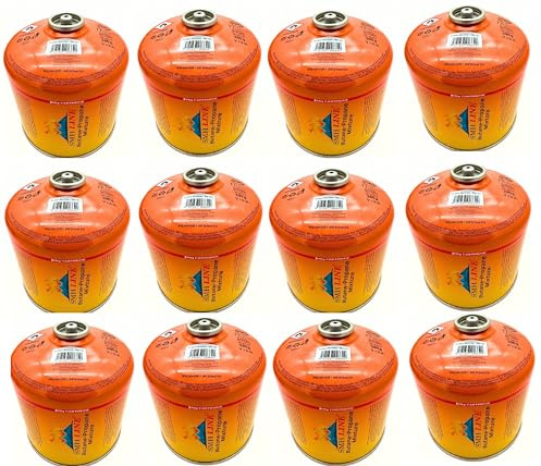 SMHLINE® 12x 300g Schraubkartusche Universalgewinde 7/16 Gaskartuschen Ventilkartusche EN 417 Gewinde Ventil Bunsenbrenner Butan Propan Mix Campingkocher Gaskocher Gasheizung Lötbrenner