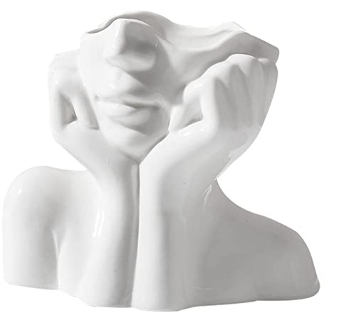 Kopf Gesicht Vase, Blumenvase Keramik Vasen, Weibliche Form Kopf Vasen Minimalismus Dekorative Moderne Nordische Stil Blumenvase