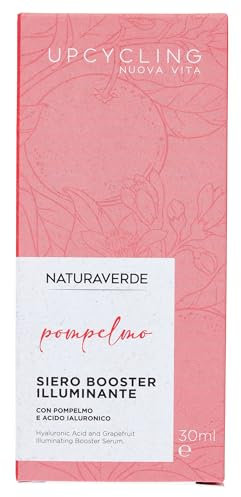 Naturaverde | Siero Viso Booster Upcycling Pompelmo, Con Estratto di Pompelmo, Vitamina C e Acido Ialuronico, Siero Idratante e Illuminante, 30ml