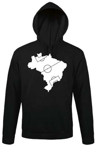 shirt84 Brasile campo da calcio uomo con cappuccio, Nero , XXXL