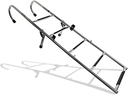 QIANMEI Klappbar Boot Poolleiter Teleskopierbare 5-Stufen-Kompakt-Bootsleiter for Marineyachten/Heckeinstiegs-Pontonleiter, Robuste Einstiegsleitern Aus Edelstahl 304, Hoch 141,6 Cm/56 Zoll