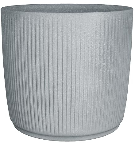 Scheurich Linetto Pflanzgefäß, rund, Stony Grey, Durchmesser 30cm | hergestellt mit recyceltem Kunststoff, 10 Jahre Garantie, für den Außenbereich