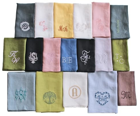 Personalisierte Servietten mit beliebigem Text, Monogramm-Design, fügen Sie einen Namen hinzu, Servietten mit Stickerei, tolles Geschenk, monogrammierte Serviette für Küche und Hochzeit (S (41x41cm))