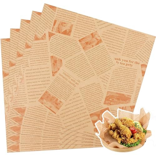 KIPTVO 120pcs Greaseproof Paper Sheets, Baking Paper, 25x25cm, Brown