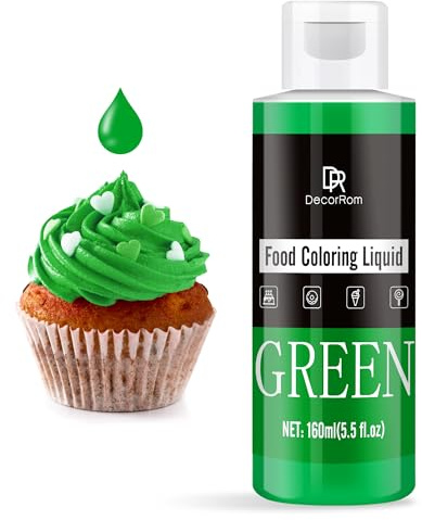 Lebensmittelfarbe - 160ml Flüssige Konzentrierte Lebensmittel Farben für Kuchen Dekoration, Backen, Kekse, Macaron - Zuckerfrei Food Coloring für Getränken, Tortendeko, DIY Slime, Osterei (Grün)