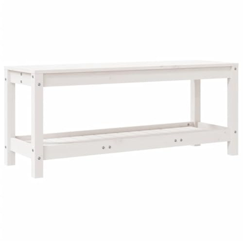 vidaXL Gartenbank Weiß 108x35x45 cm Massivholz Kiefer