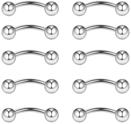 Gojewen 16G 6mm Piercing Sopracciglio Curvo Barbell per Labbro Daith Rook Helix Setto Ponte Ombelico Piercing 10pz Acciaio inossidabile