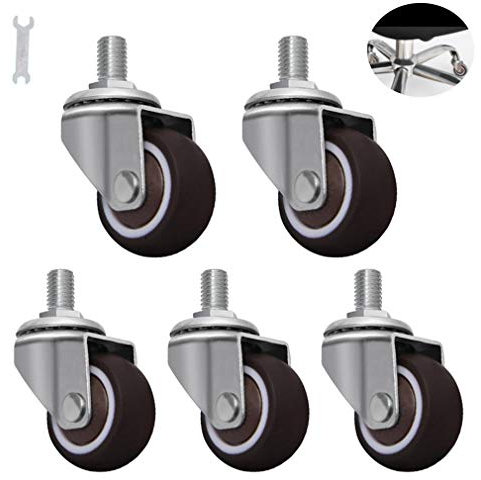 1,5/2-Zoll-Lenkrollen, Möbelrollen, Lenkrollen, Bürostuhlrollen, Stuhlrollen, Bürostuhlrollen, rollende Schreibtischstuhlrollen, stumm (5 Stück) (1,5 Zoll)