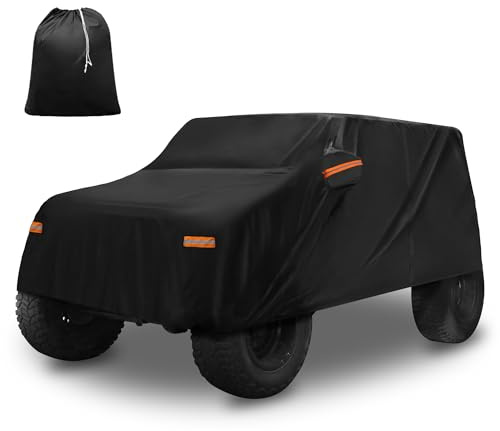 X AUTOHAUX Aluminum Film Car Cover for Jeep Wrangler 2DR 2007-2017 | Outdoor Waterproof Sun Rain Snow Hail Protection, Driver Door Zipper