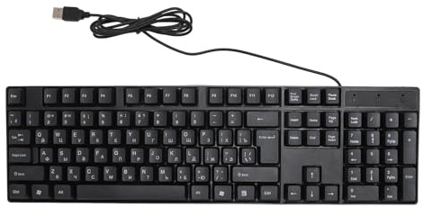 K1800 Minderheitensprachentastatur, 104 Tasten USB kabelgebundene Gaming Tastatur, Englisch/Russisch/Spanisch/Französisch, Ergonomische Leise Tastaturen für Laptop Computer