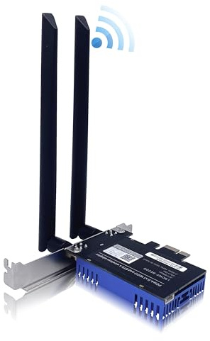 Elfcam® - 8774Mbps WiFi Karte, WiFi 7 PCIe4.0 und BT5.4, Intel BE200 Tri-Band Wireless Adapter, für Computer mit Windows 10/11, kompatibel mit Freebox Ultra
