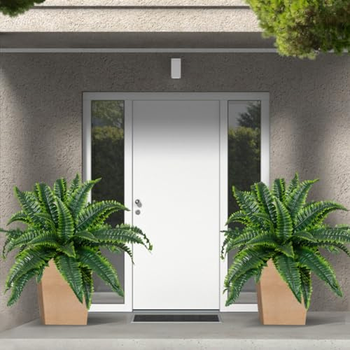 Fiorky 4Pcs Artificial Ferns for Outdoors, Lifelike Artificial Boston Fern, Faux Ferns Fake Ferns Artificial Plants Greenery Shrub Bushes for Porch Window Garden Home Decor