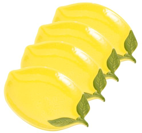 COLLBATH 4 Stück Zitronenförmige Keramikschüsseln Servierschalen Kreative Haushalts Dessertschalen Für Salat Snacks