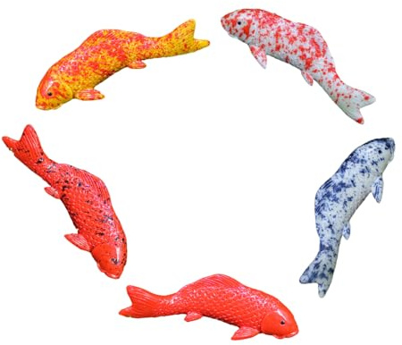 Hazrcvr 5 Stück Künstlicher Schwimmender Fisch Dekoration, Aquarium Deko, Terrarium Landschaftsbau Handwerk, Mini-Karpfenfiguren, Miniatur-Goldfischfigur Schönes, Aquarium Aquascape