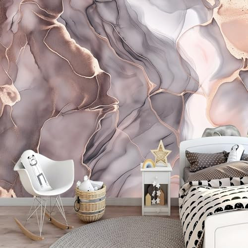 3DPapier peint Art abstrait marbré à l'alcool mural unique design tendance 250 x 175 cm Revêtement mural décoration pour chambre salon - Design moderne Gris