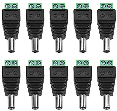 10Pcs DC Power Male Plug Jack Terminal Connector for CCTV Camera 5.5*2.1mm