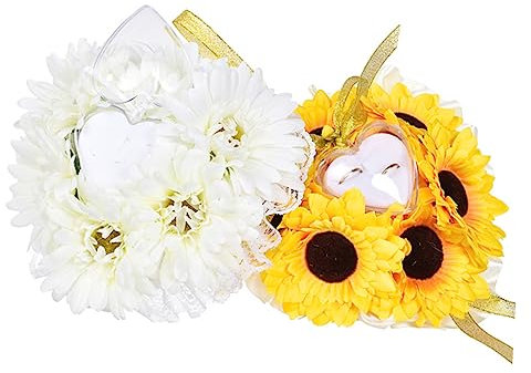 KITANDOVE Hochzeitsringkissen Mit Sonnenblumen-Design Eleganter Ringkissen Für Zeremonie Nicht Enthaltene Perfektes Zubehör Für Hochzeiten Und Verlobungen Gelb