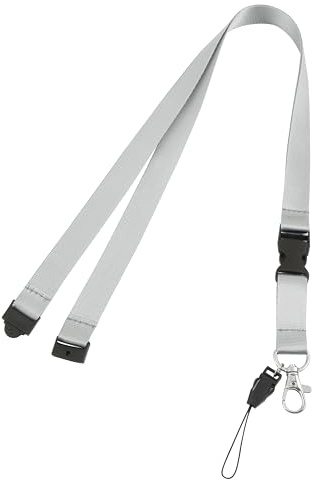 LICQIC Halsband, nyckelband för nacke med säkerhetsavbrott, för att hålla ett ID-kort, kort emblem, nycklar eller mobiltelefon, Silver: 1 st, One Size