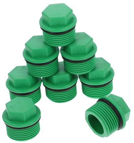 Sosoport Bouchon De Tuyau Fileté 3/4 Plastique Vert 10 Pièces pour Jardin Arrosage Extérieur Agriculture Serrage Multipurpose