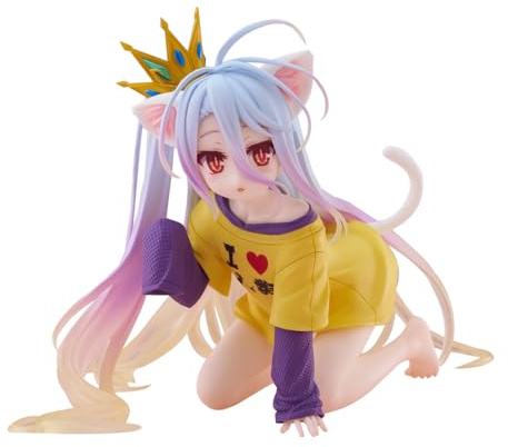 Jilijia No Game No Life Anime-Figur, Shiro-Actionfigur, 13 cm, PVC, Katzenohren, Styling, kniender Charakter, Modell, niedliche Mädchenstatue, Ornamente, Geschenke