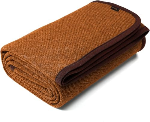 ACUSHLA Coperta in lana merino 160 x 200 cm, grande super morbida, coperta per divano, coperta da soggiorno, calda all'uncinetto (Pumpkin, 160 x 200)