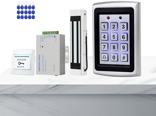ReaIOKbii Complete access control kit | Security system with electric magnetic lock | Proximity keypad entry with x15 RFID proximity remote | Access control for residential and commercial doors