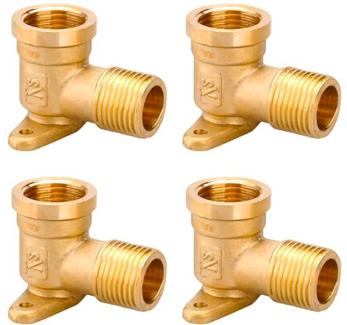WANDGU 4 pezzi Parabrezza da parete da 1/2 pollici: connettore acqua, filettatura interna, scatola da parete da 1/2 pollice, arco in ottone, 90 gradi, raccordo angolare con filettatura interna, ideale