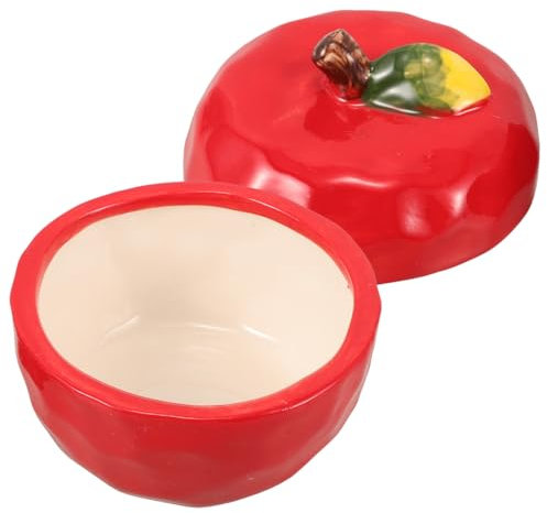 ABOOFAN Bote De Almacenamiento Cerámico Forma De Manzana Roja Con Tapa Contenedor Decorativo Para Velas Dulces y Accesorios Para Decoración Del Hogar y
