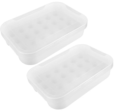 Contenedor de Huevos Blanco para Refrigerador 2 Piezas Pp | Diseño Multicapa, Apto para Congelador, Protección y Apilado, Formato Compacto para Cocina