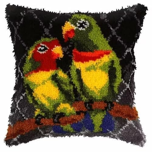 ROCKY&CHAO Knüpfkissen-Set, 43 * 43 cm, DIY Knüpfhaken, Faultier-Kissenbezug, Teppich-Stickset, Häkel-Leinenmuster, Handarbeiten für Erwachsene und Anfänger, BD-024