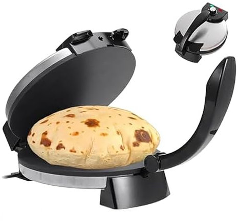 Electric Roti Maker, 2000-W-Roti-Maker-Maschine, Doppelseitiges Erhitzen, Einstellbare Temperatur, 12-Zoll-Größe, Nicht-Schichtplatten Für Einfache Chapati-Herstellung, Pfannkuchen, Crepes / Omelettes