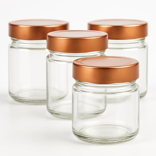 Aucomptoirdesboites 24 bocaux en verre 106 ml avec couvercle haut cuivre – Pots alimentaires pour confiture, miel, pâté, bonbons – Made in France