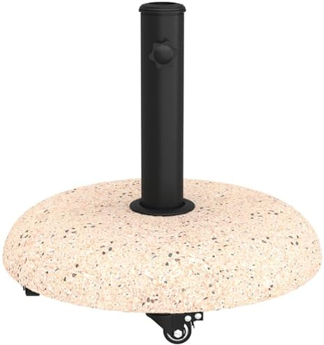 Eleganz Base de parasol ronde à roulettes - Diamètre : 52 cm - Pour poteaux de 37/42/52/58 mm - Design antidérapant - En béton jaune - Pour jardin, balcon