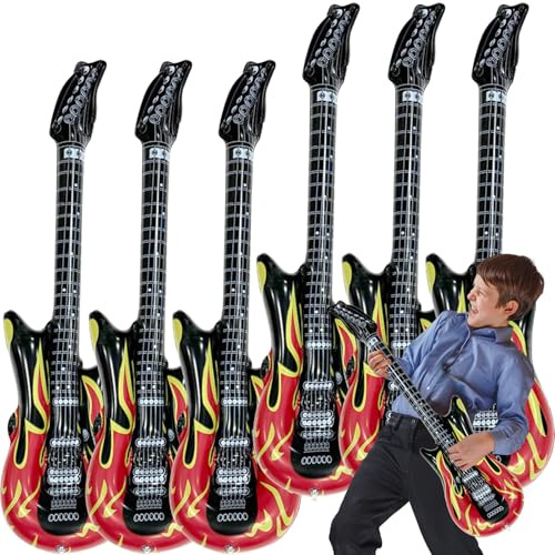 CBHTMY Chitarra Gonfiabile, Rock, 100 cm, 6 Pezzi, PVC, Unisex, Festa, Musica