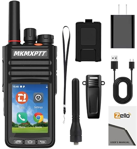MKMXPTT Global HD Walkie-Talkie, 2.4-inch Touch Screen, Android 9.0, WiFi, Bluetooth, GPS, 4G Network Support