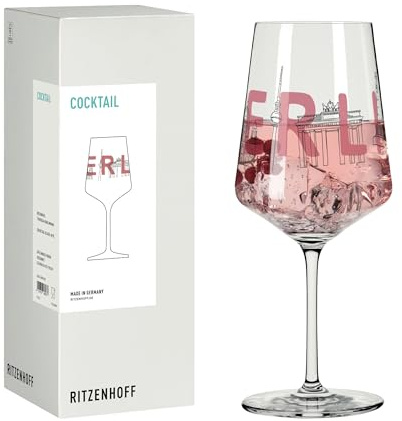 RITZENHOFF 8096010 Cocktail-Glas 500 ml, Serie Entdecker, mit Berlin Schriftzug, Rot, Schwarz - Made in Germany