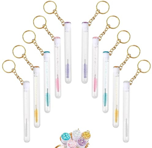 10 Pièces Tubes de Mascara Vide Brosse à Cils en Diamant Outil de Maquillage avec Porte-Clés pour Extensions de Cils Femmes et Filles