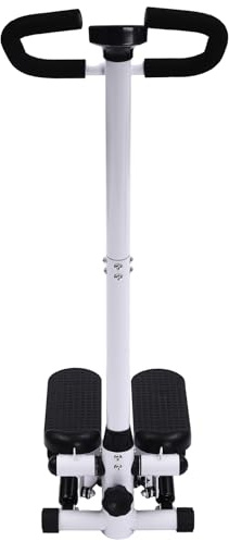 Fitness Stepper, Up-Down Swing Stepper con Power Ropes y manillar, monitor LCD, altura regulable, dispositivo de entrenamiento 2 en 1 hasta 150 kg, entrenamiento de brazos para piernas, ejercicio en