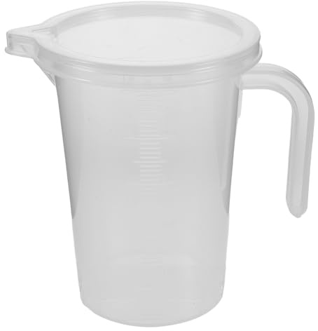 TOGEVAL 6 piezas Jarra Medidora de Plástico Transparente con Tapa y Asa Vaso Graduado para Líquidos Cocina y Laboratorio Escala Fácil de Leer para Uso Múltiple