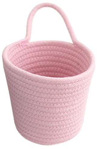 Cesto in corda di cotone per organizzare – Contenitore portaoggetti intrecciato a mano, cesto da parete resistente con manico, supporto per verdure, patate e cipolle, elegante organizer per la casa