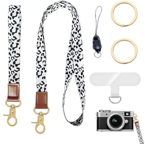 Lot de 2 Lanière de Poignet, Lanière d'Identification pour Filles Cordon de Poignet Lanière de Téléphone Portable Bracelet Collier Porte-clés Léopard pour Clés pour Clés Dragonne Motif Léopard
